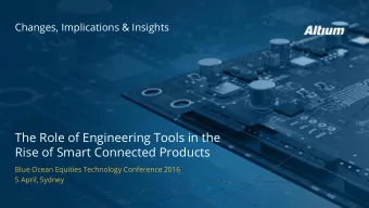The Role of Engineering Tools in the  Rise of Smart Connected Products  Blue Ocean Equities
