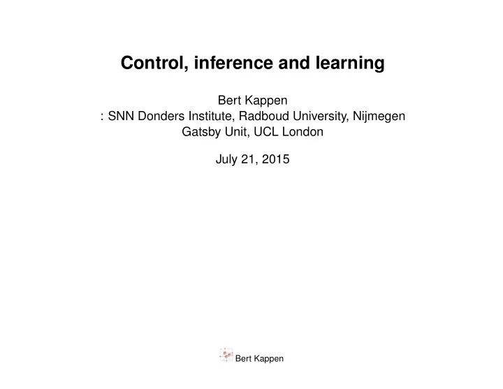 control inference and learning