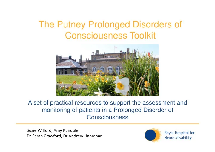 the putney prolonged disorders of consciousness toolkit
