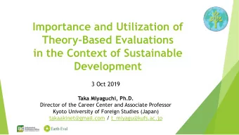Importance and Utilization of  Theory-Based Evaluations  in the Context of Sustainable  Development