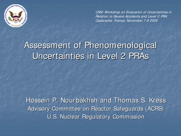 assessment of phenomenological assessment of