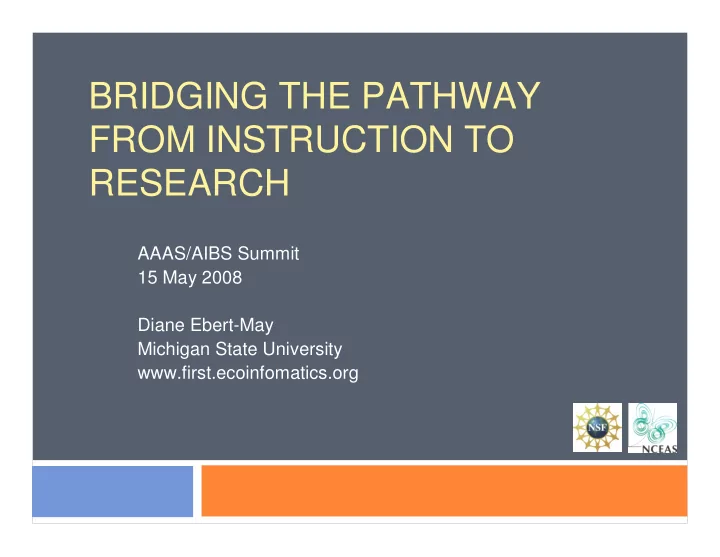 bridging the pathway from instruction to research