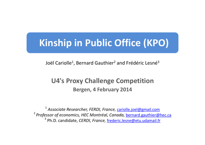 kinship in public office kpo