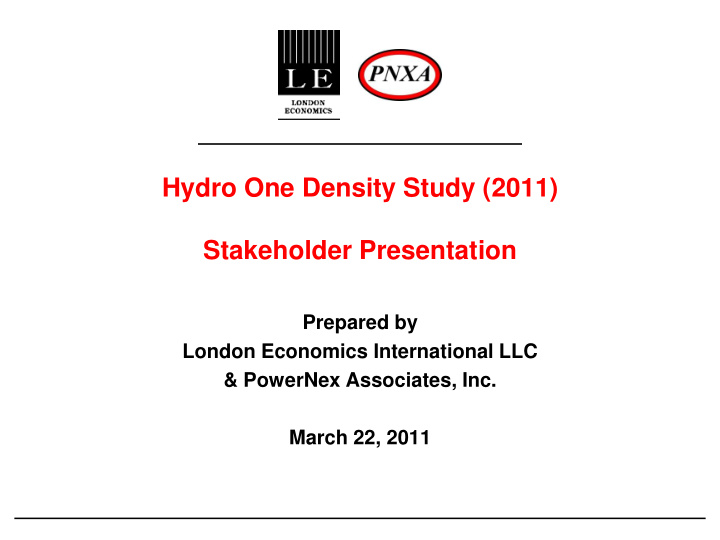 hydro one density study 2011