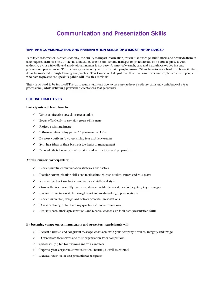 communication and presentation skills