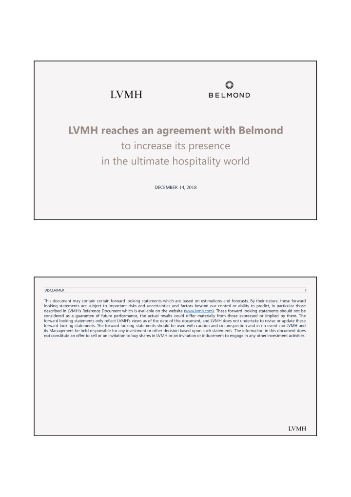 lvmh reaches an agreement with belmond to increase its