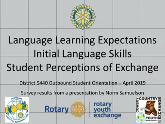 Language Learning Expectations  Initial Language Skills  Student Perceptions of Exchange District