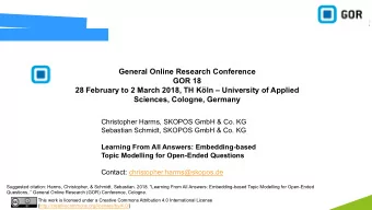 General Online Research Conference  GOR 18  28 February to 2 March 2018, TH Kln  University of