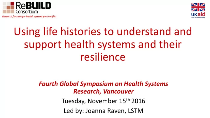 using life histories to understand and
