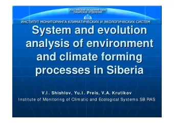 System and evolution  System and evolution  analysis of environment  analysis of environment  and