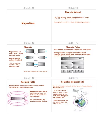 Magnetism  Slide 3 / 49  Slide 4 / 49  Magnets  Magnetic Poles  Since magnets have two poles they