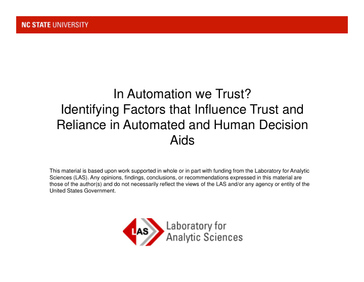 in automation we trust identifying factors that influence