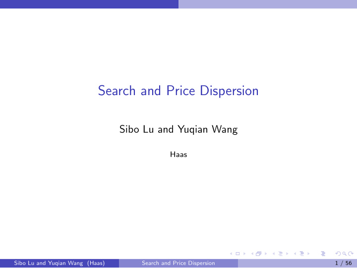 search and price dispersion