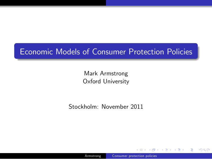 economic models of consumer protection policies