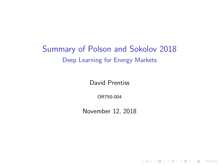 summary of polson and sokolov 2018