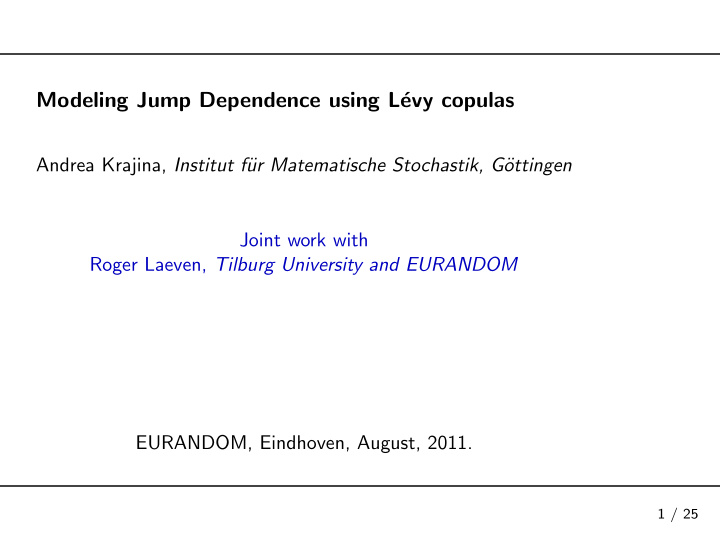 modeling jump dependence using l evy copulas