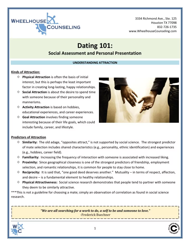wheelhousecounseling com dating 101 social assessment and