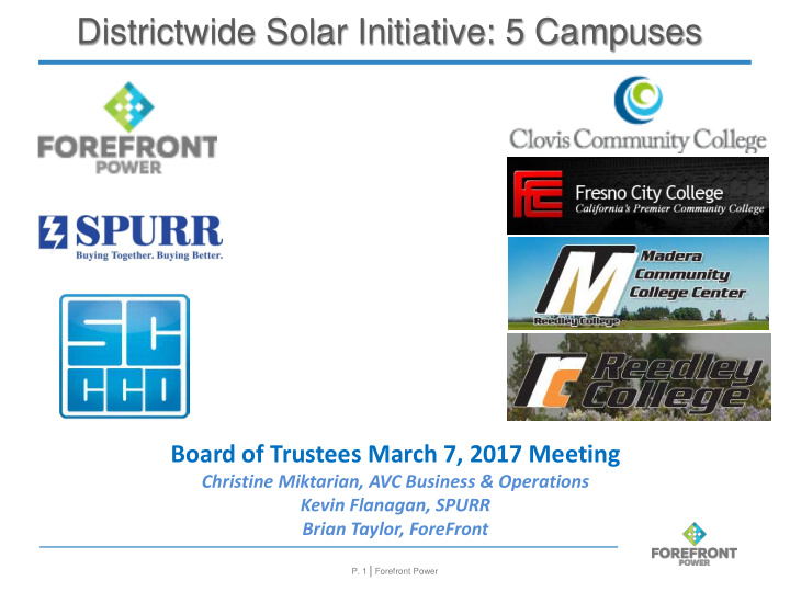 districtwide solar initiative 5 campuses