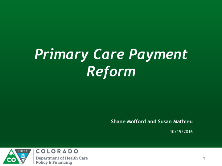 primary care payment