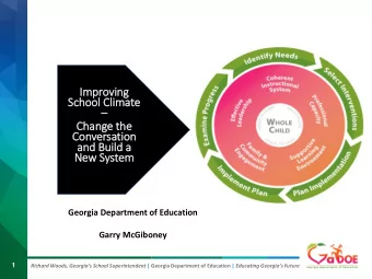 Im  Improving  Sc  School  l Clim  limate    Chan  ange th  the  Con  onversation  an  and Build