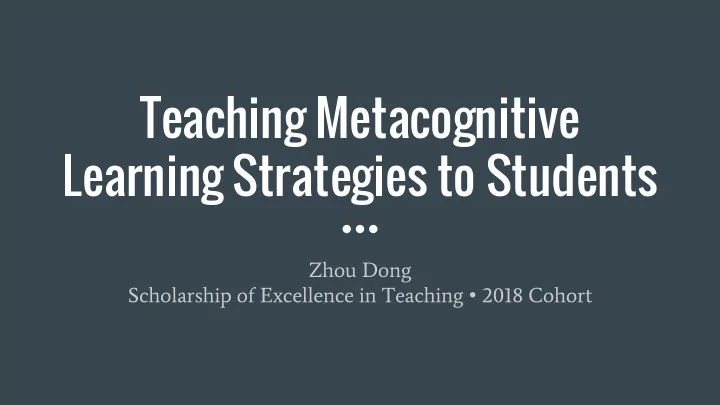 learning strategies to students