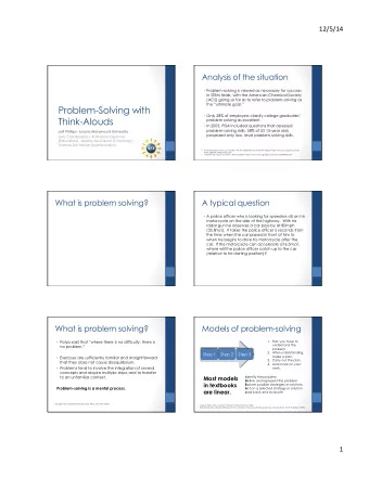 Problem-Solving with  Only 28% of employers classify college graduates  Think-Alouds  problem