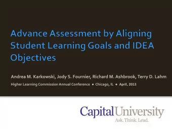 Andrea M. Karkowski, Jody S. Fournier, Richard M. Ashbrook, Terry D. Lahm Higher Learning