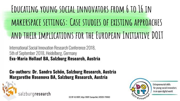 educating young social innovators from 6 to 16 in