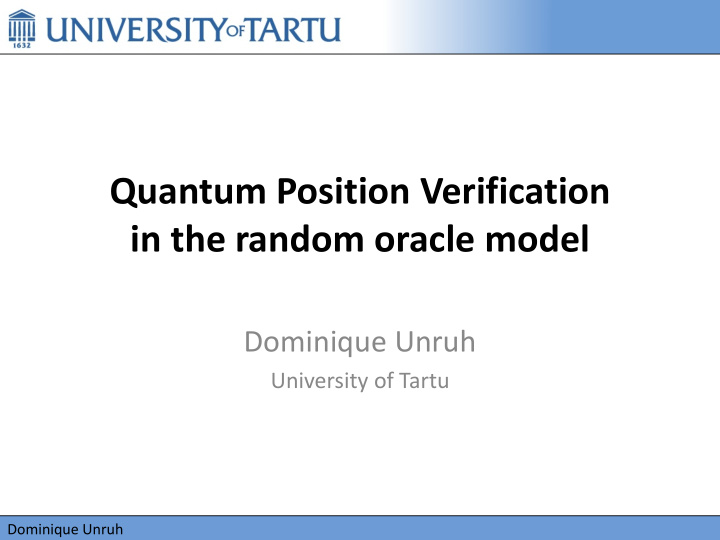 quantum position verification in the random oracle model
