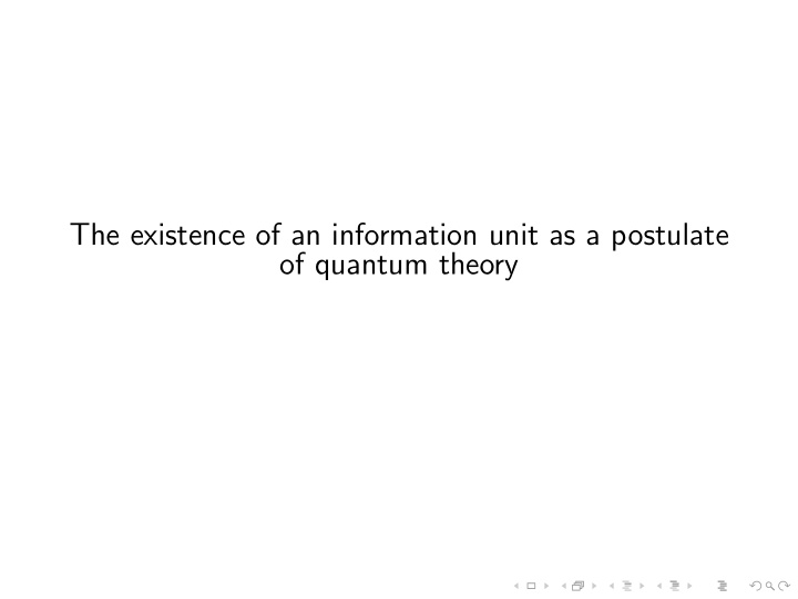 the existence of an information unit as a postulate of