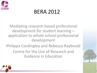 BERA 2012  Mediating research based professional development for student learning   application