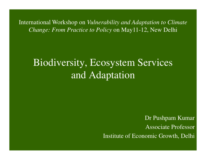 biodiversity ecosystem services and adaptation and