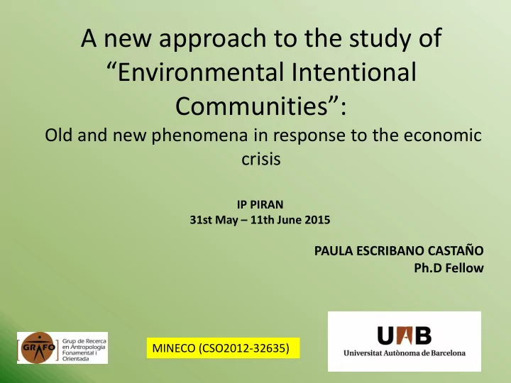 old and new phenomena in response to the economic crisis