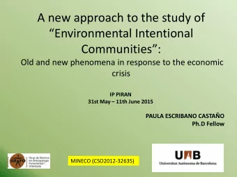 Old and new phenomena in response to the economic  crisis  IP PIRAN 31st May  11th June 2015