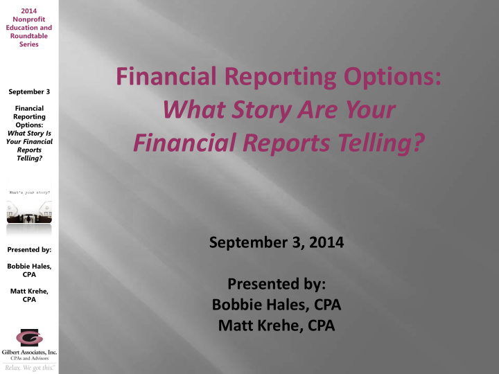 financial reporting options