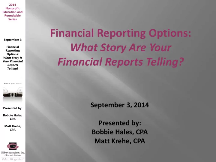 financial reporting options
