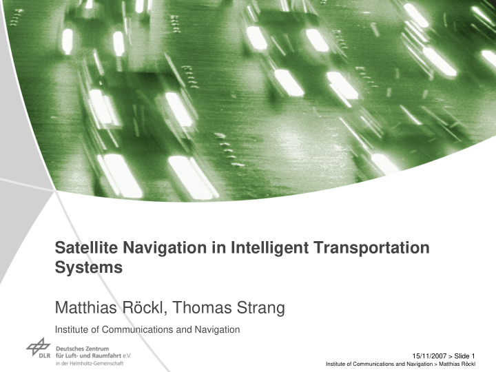 satellite navigation in intelligent transportation