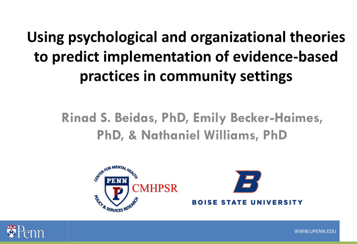 to predict implementation of evidence based