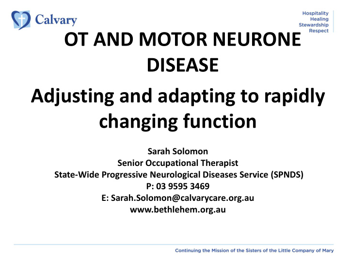 ot and motor neurone disease adjusting and adapting to