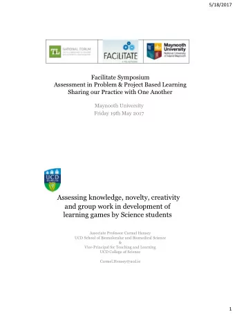 learning games by Science students  Associate Professor Carmel Hensey  UCD School of Biomolecular