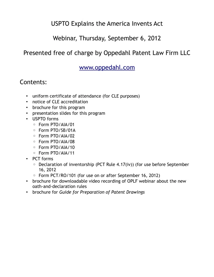 uspto explains the america invents act webinar thursday