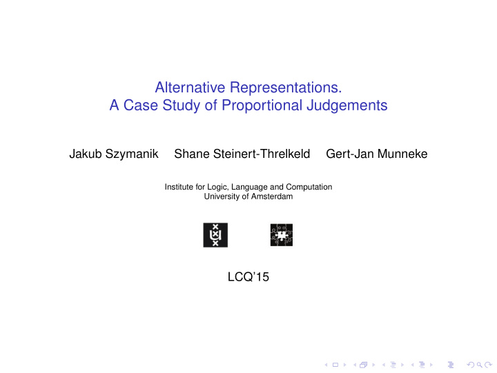 alternative representations a case study of proportional