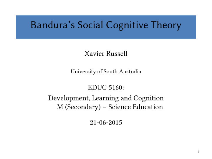 bandura s social cognitive theory