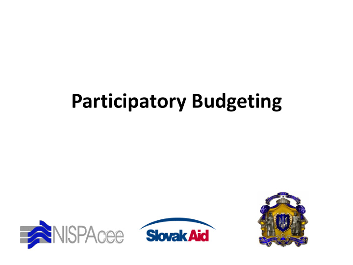 participatory budgeting purpose of the module