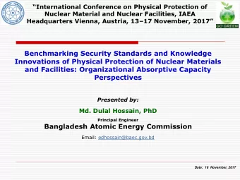 Benchmarking Security Standards and Knowledge  Innovations of Physical Protection of Nuclear