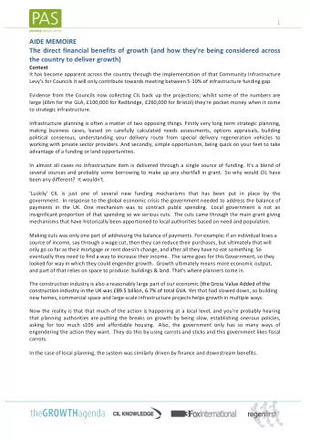 AIDE  MEMOIRE      The  direct  financial  benefits  of  growth  (and