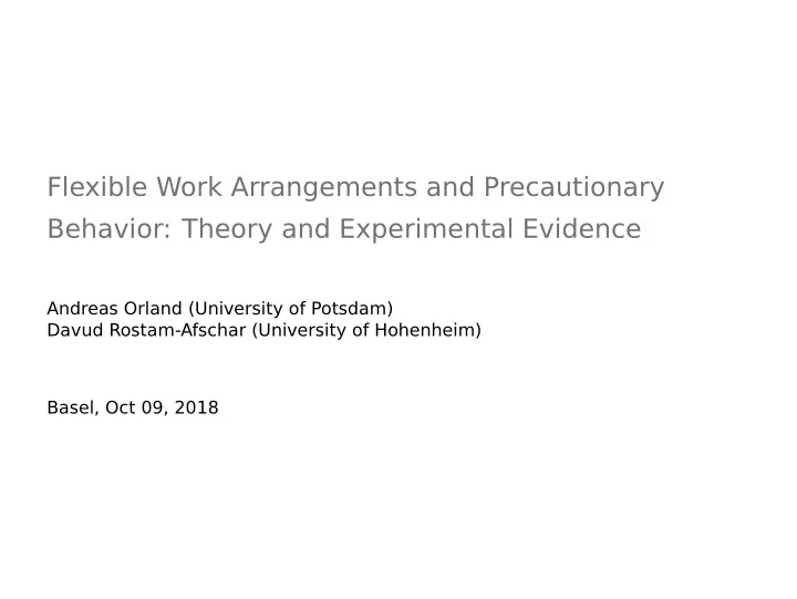 flexible work arrangements and precautionary behavior