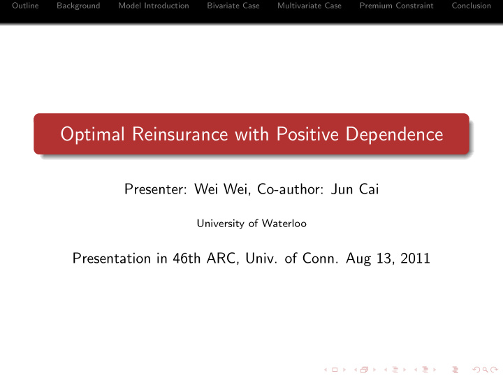optimal reinsurance with positive dependence