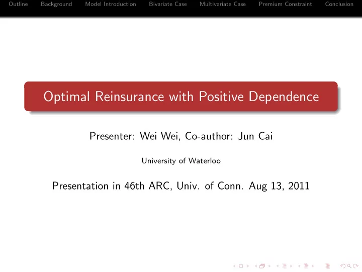 optimal reinsurance with positive dependence