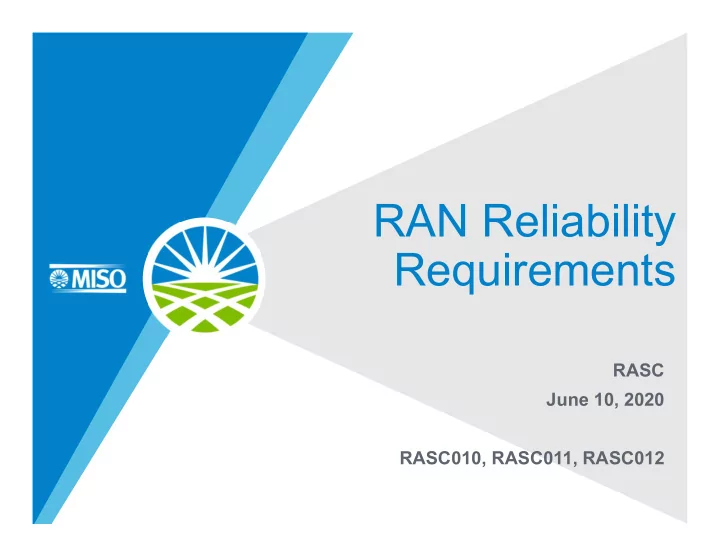 ran reliability requirements